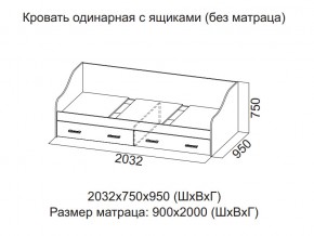 Кровать одинарная с ящиками (Без матраца 0,9*2,0) в Александровске - aleksandrovsk.magazin-mebel74.ru | фото